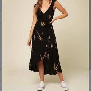 Black Floral Alana Ruffle Wrap Dress